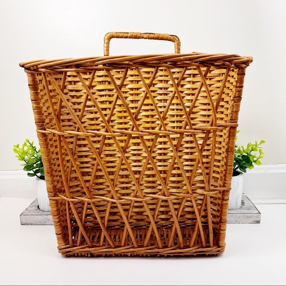 Vintage Rattan Woven Wicker Hanging Basket